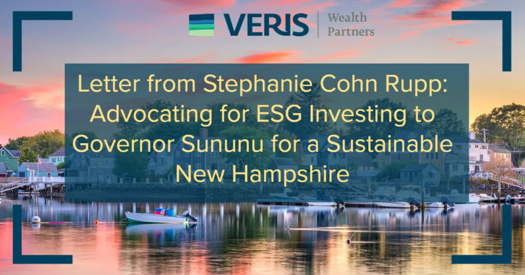 Letter from Stephanie Cohn Rupp: Advocating for ESG Investing to Governor Sununu for a Sustainable New Hampshire